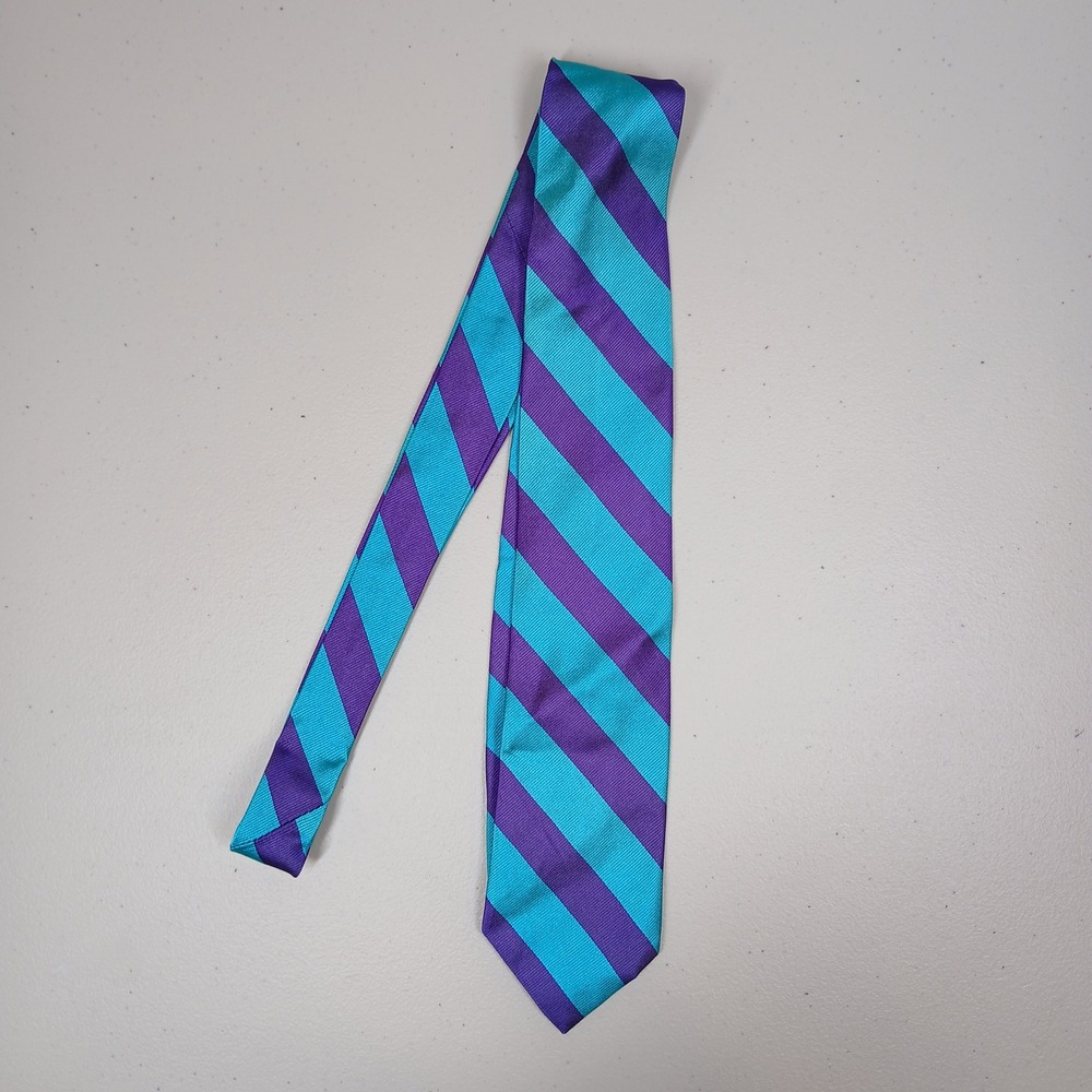 Brooks Brothers Tie Men Turquoise Purple Silk Striped Preppy Classic Business